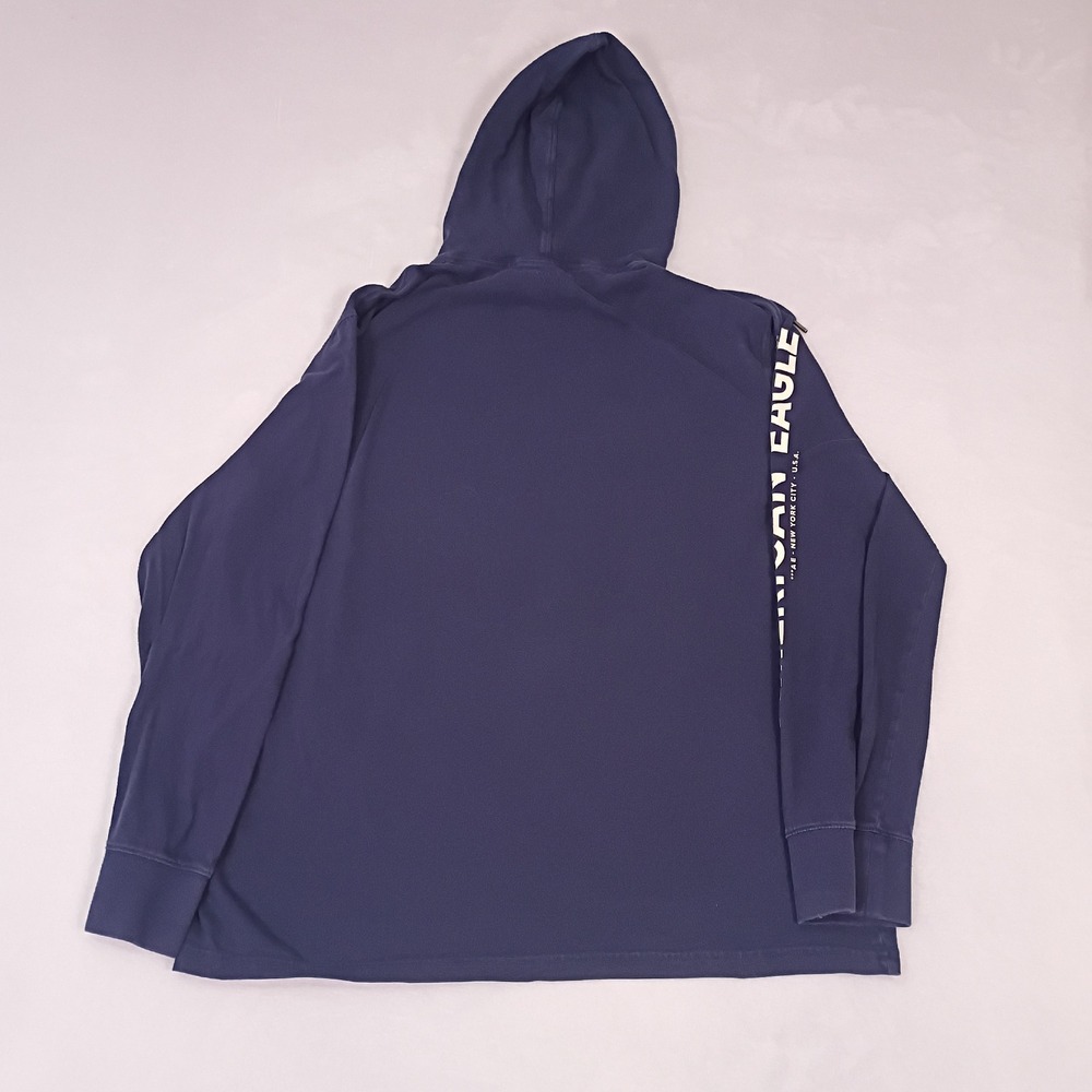 American Eagle Mens Navy Blue Super Soft Logo Graphic Hoodie Sweatshirt Large - Picture 2 of 13